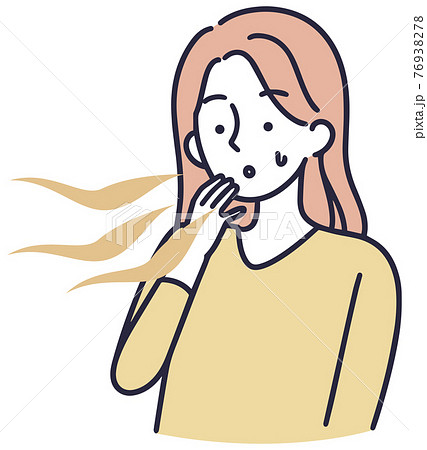 口臭くさい　女性　イラスト 76938278