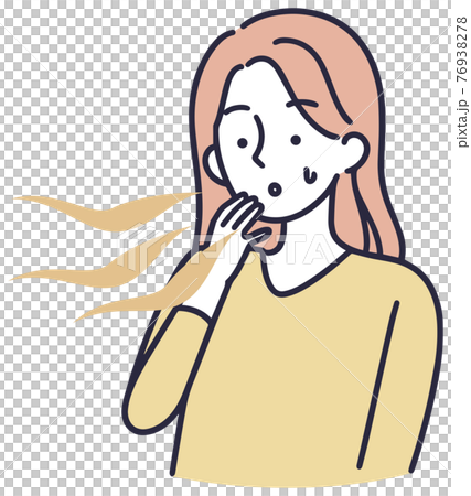 口臭くさい　女性　イラスト 76938278