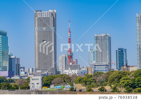 東京の都市風景 築地大橋から六本木方面の風景 東京の都市風景 築地大橋から六本木方面の風景 76938538
