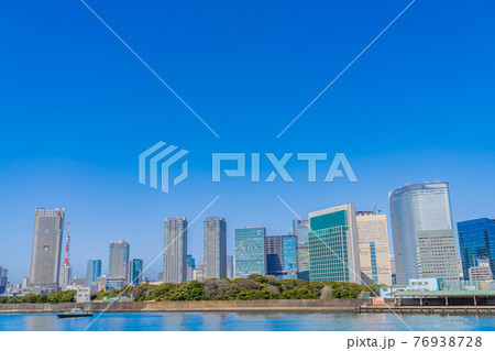 東京の都市風景 築地大橋から汐留方面のビル群 東京の都市風景 築地大橋から汐留方面のビル群 76938728