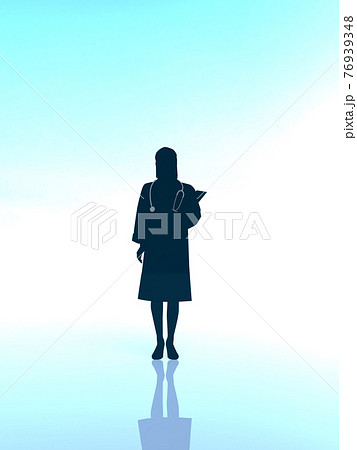 医者のシルエット女性 CGイラスト縦 医者のシルエット女性 CGイラスト縦 76939348
