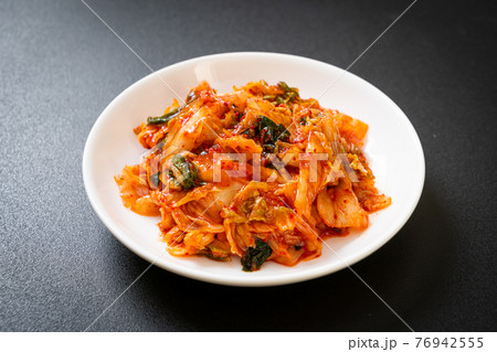 Kimchi cabbage on plate Kimchi cabbage on plate 76942555