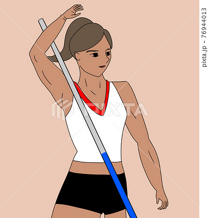 棒高跳びをす女性選手 棒高跳びをす女性選手 76944013