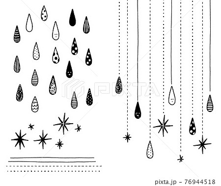 雨粒01-線画 76944518