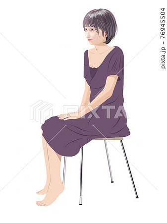 椅子に座る大人びた少女イラストのイラスト素材