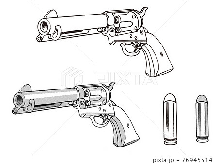 ウエスタン Gun 銃 Saa前 弾のイラスト素材