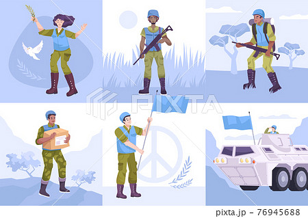 Flat Peacekeepers Composition Icon Set 76945688