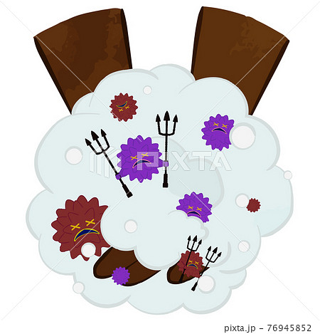 手を洗いウィルスをやっつける 黒人ハンドバージョン 手を洗いウィルスをやっつける 黒人ハンドバージョン 76945852