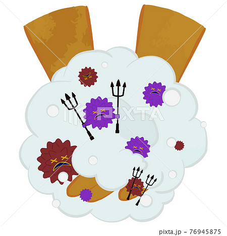 手を洗いウィルスをやっつける 中東人ハンドバージョン 手を洗いウィルスをやっつける 中東人ハンドバージョン 76945875