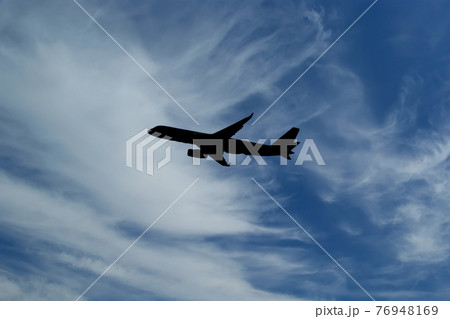 Flight of modern combat fighters on the sky background Flight of modern combat fighters on the sky background 76948169