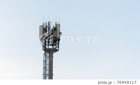 Cell phone antenna towers.Telecommunications antenna mast.Development of a communication system. with copy space. 4G, 5G 76949117