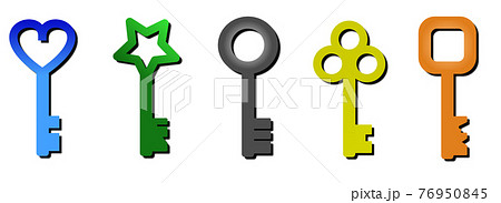 シンプルな形をしている鍵のイラスト 76950845