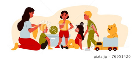 Kindergarten Playing Kids Composition Kindergarten Playing Kids Composition 76951420