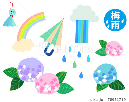 梅雨とあじさいのイラスト 梅雨とあじさいのイラスト 76951719