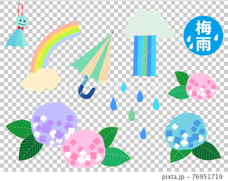 梅雨とあじさいのイラスト 梅雨とあじさいのイラスト 76951719