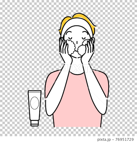 Illustration of a man with rough skin doing skin care Simple vector 76951729