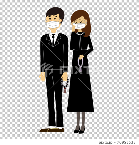 A couple attending a funeral with a mask 76953535