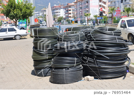 Coiled hoses at a construction site in a southern city, April 2021 Coiled hoses at a construction site in a southern city, April 2021 76955464