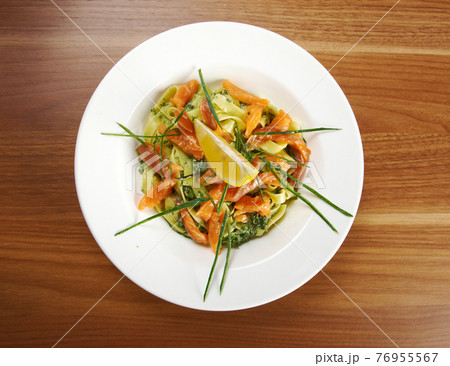 Fettuccine with salmon 76955567