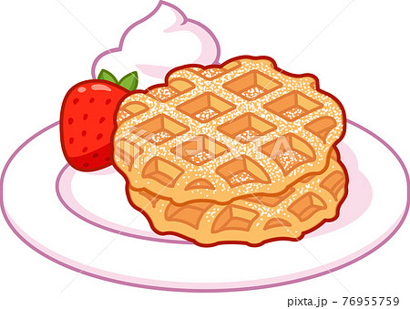 Cartoon Belgian waffles drawingのイラスト素材 [76955759] - PIXTA