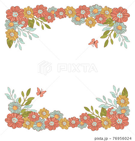 SUMMER FLOWERS Floral Decorative Frame From - Stock