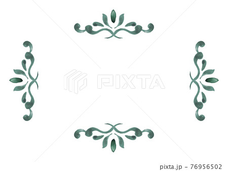 水彩画のフレーム デザイン素材 唐草のフレーム のイラスト素材