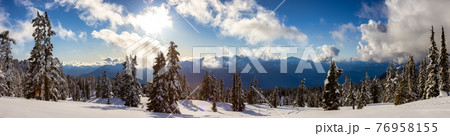 View of Canadian Nature Landscape on top of snow covered mountain View of Canadian Nature Landscape on top of snow covered mountain 76958155