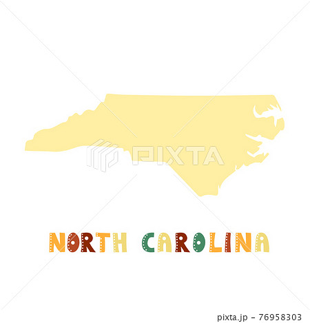 USA collection. Map of North Carolina - yellow silhouette 76958303
