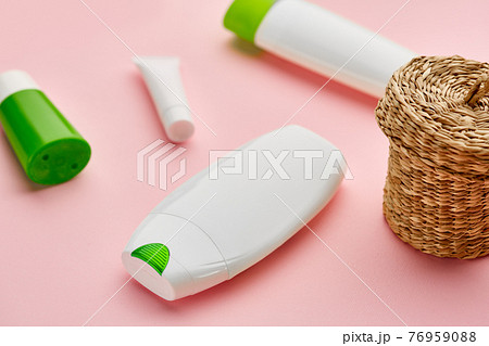Skin care products, macro view, pink background 76959088