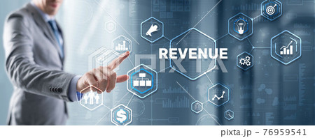 Revenue. Raising income concept. The businessman plans to increase his revenue 76959541
