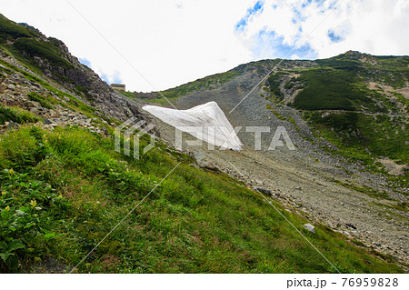 剱御前小舎付近の山道から見た剱沢雪渓 剱御前小舎付近の山道から見た剱沢雪渓 76959828