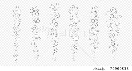 Underwater fizzy air, oxygen or water bubbles isolated on white background. Realistic illustration of fizzing sparkles in effervescent drink. Soda or champagne texture 76960358