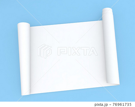 Paper scroll manuscript on a blue background. 76961735