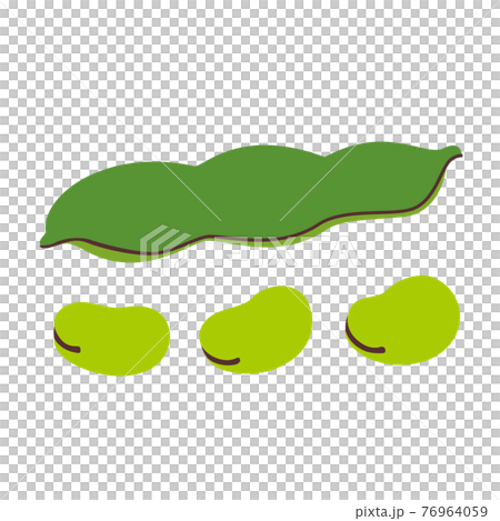 そら豆_さやと豆_素材 76964059