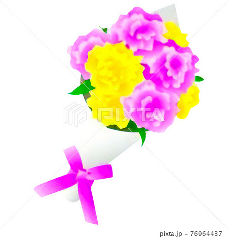 シンプルで可愛いカーネーションの花束のイラストのイラスト素材