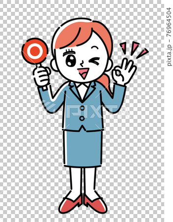 一個穿著西裝的女人拿著一張圓形鈔票的插圖 76964504