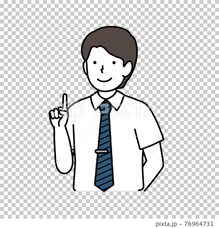 受付で働く男性　：　指を差す 76964731