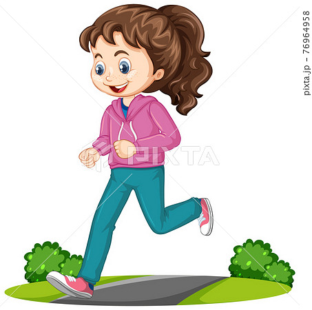 Girl doing running exercise cartoon character... - Stock Illustration  [76964958] - PIXTA