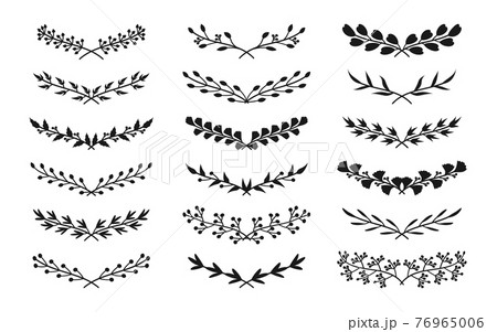 Black semicircular tree branch border set vector 76965006