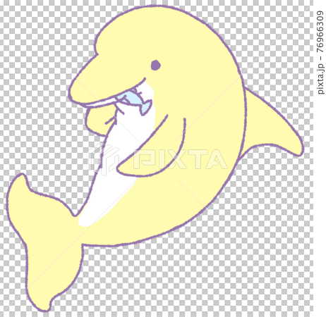 お魚を食べるイルカ 黄色 のイラスト素材 お魚を食べるイルカ 黄色 のイラスト素材
