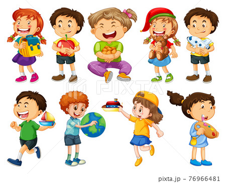 Set of different kid cartoon character isolated on white background 76966481