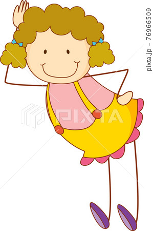 Cute girl cartoon character in doodle style isolated 76966509