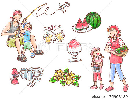 8月イメージ_クレヨン風 8月イメージ_クレヨン風 76968189