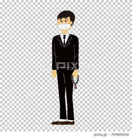 A young man attending a funeral with a mask A young man attending a funeral with a mask 76969008
