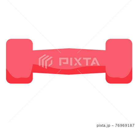 Pink rubber dumbbell. Sports equipment for training in gym. Lightweight tool for doing exercises 76969187