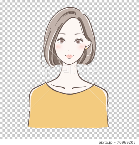 大人の女性 アイコン ボブヘアのイラスト素材