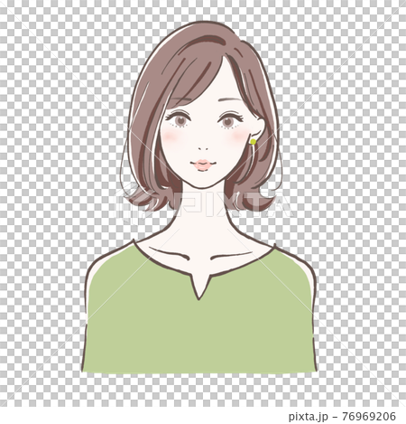 大人の女性 アイコン ミディアムヘアのイラスト素材