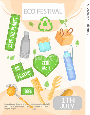Eco festival concept poster. Environment inscription on green background with announcement 76969215