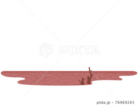 Dry cracked land with dead plant in farming field. Rural landscape vector flat design element Dry cracked land with dead plant in farming field. Rural landscape vector flat design element 76969265