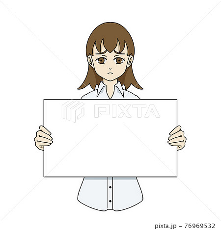 ボードを持つ女性 悲しみのイラスト素材